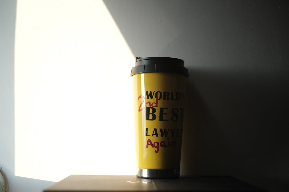 Sunset yellow lawyer mug in natural light